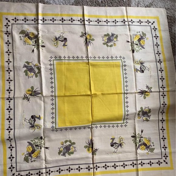 Other - Vintage yellow 51” square tablecloth